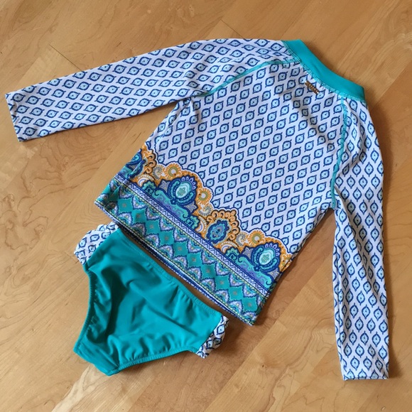 CABANA LIFE | Jewel Scarf 2-Piece Girls Rashguard Swimsuit - Picture 11 of 16